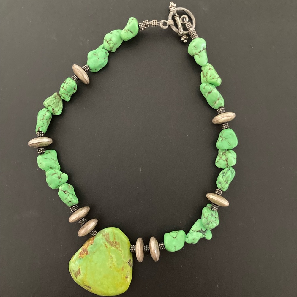 Green Turquoise Slab Necklace NEW